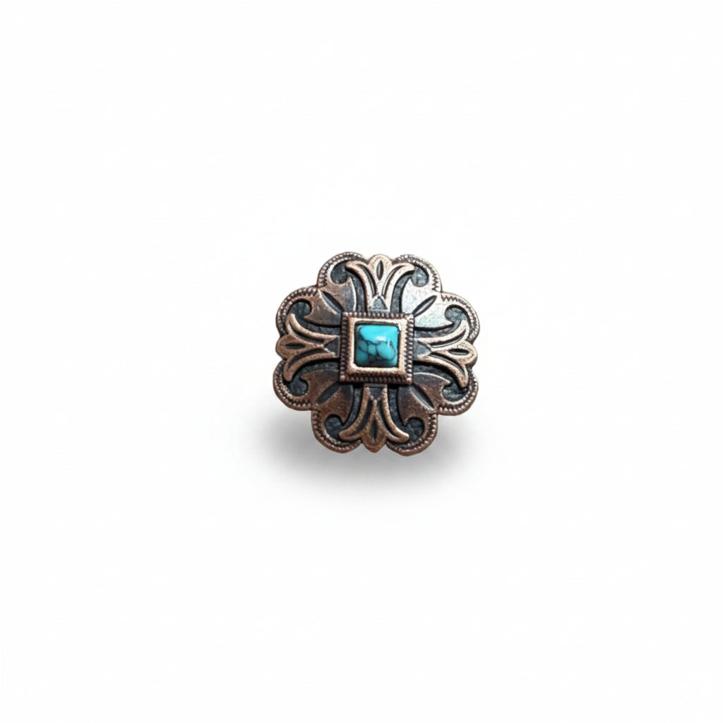 Copper Turquoise Western Concho W141 — view 3