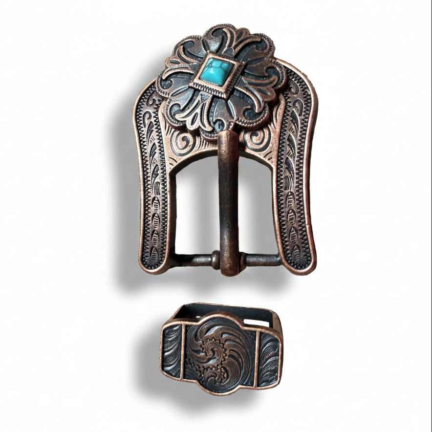 Copper Turquoise Western Concho W141 — view 5