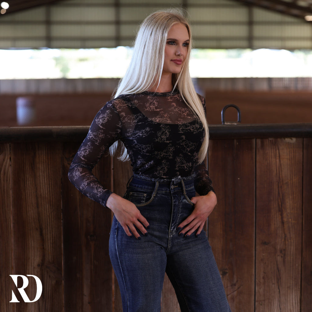 Giddy Up Mesh Layering Top — view 2