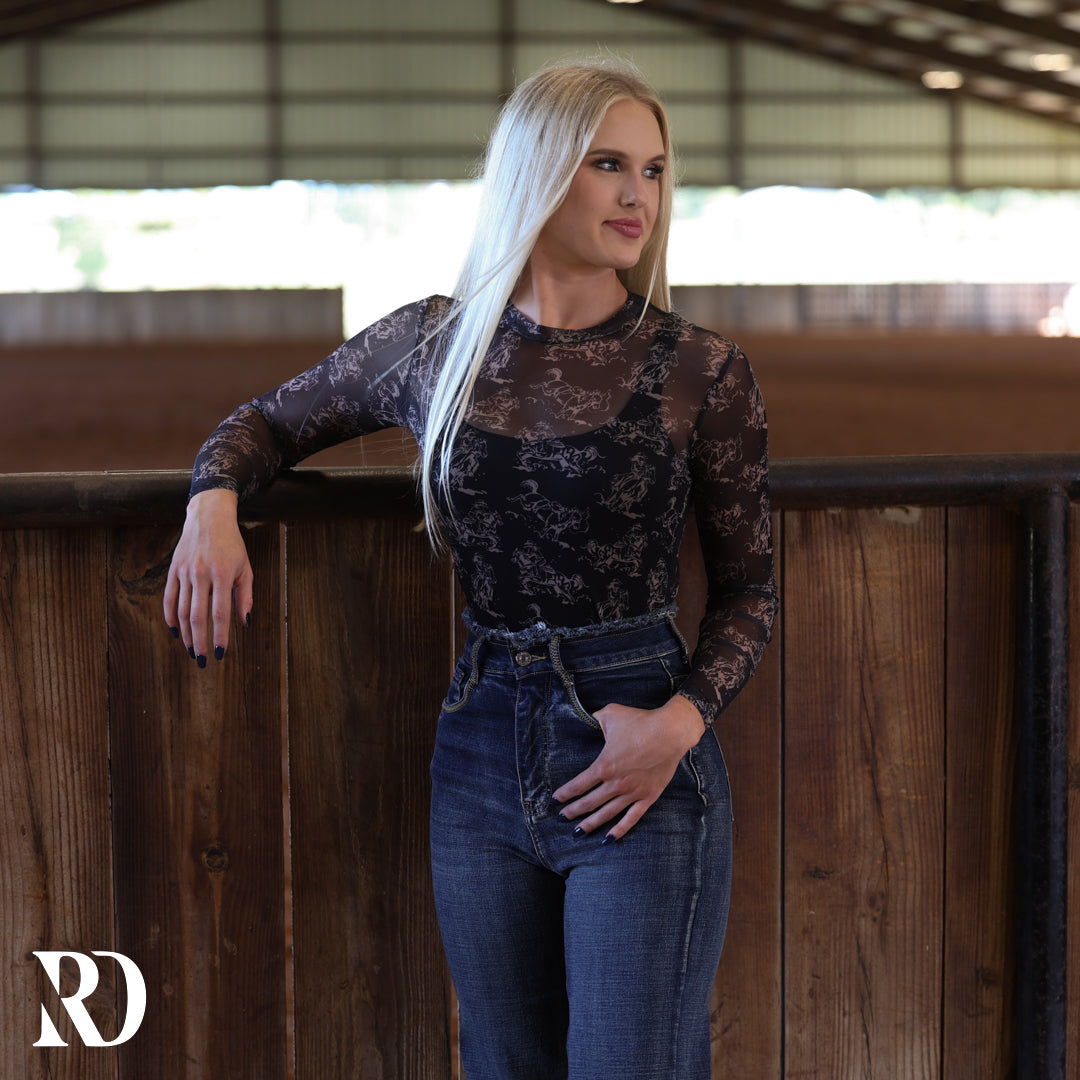 Giddy Up Mesh Layering Top