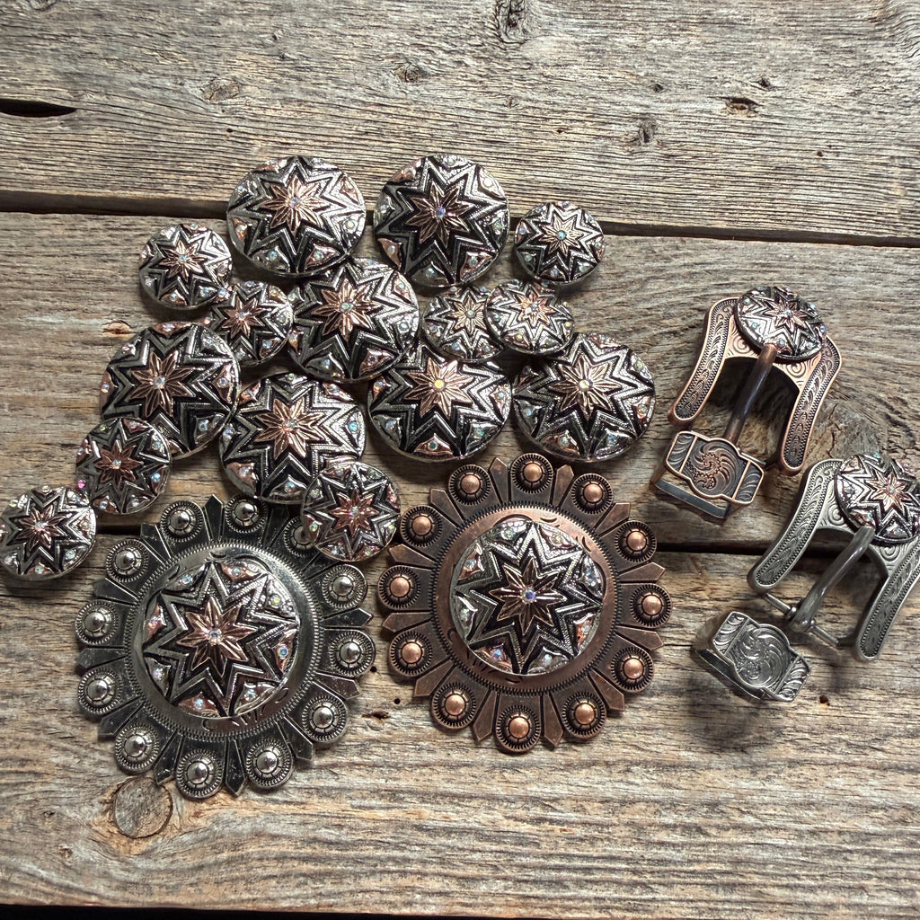 Starburst Antique Silver Western Concho W185
