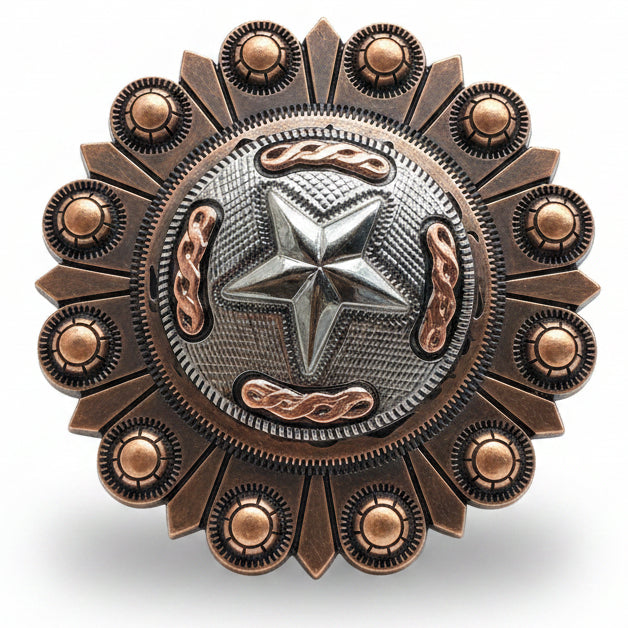 Antique Silver Texas Star Western Concho W187 — view 4