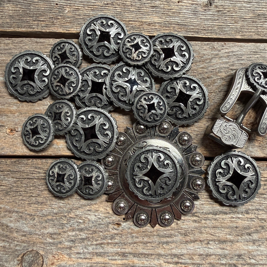 Black Diamond Antique Silver Western Concho W213