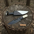 Straight Back Utility Knife 8” Blade Fixed Blade Filework Spine Bone Handle with Sheath