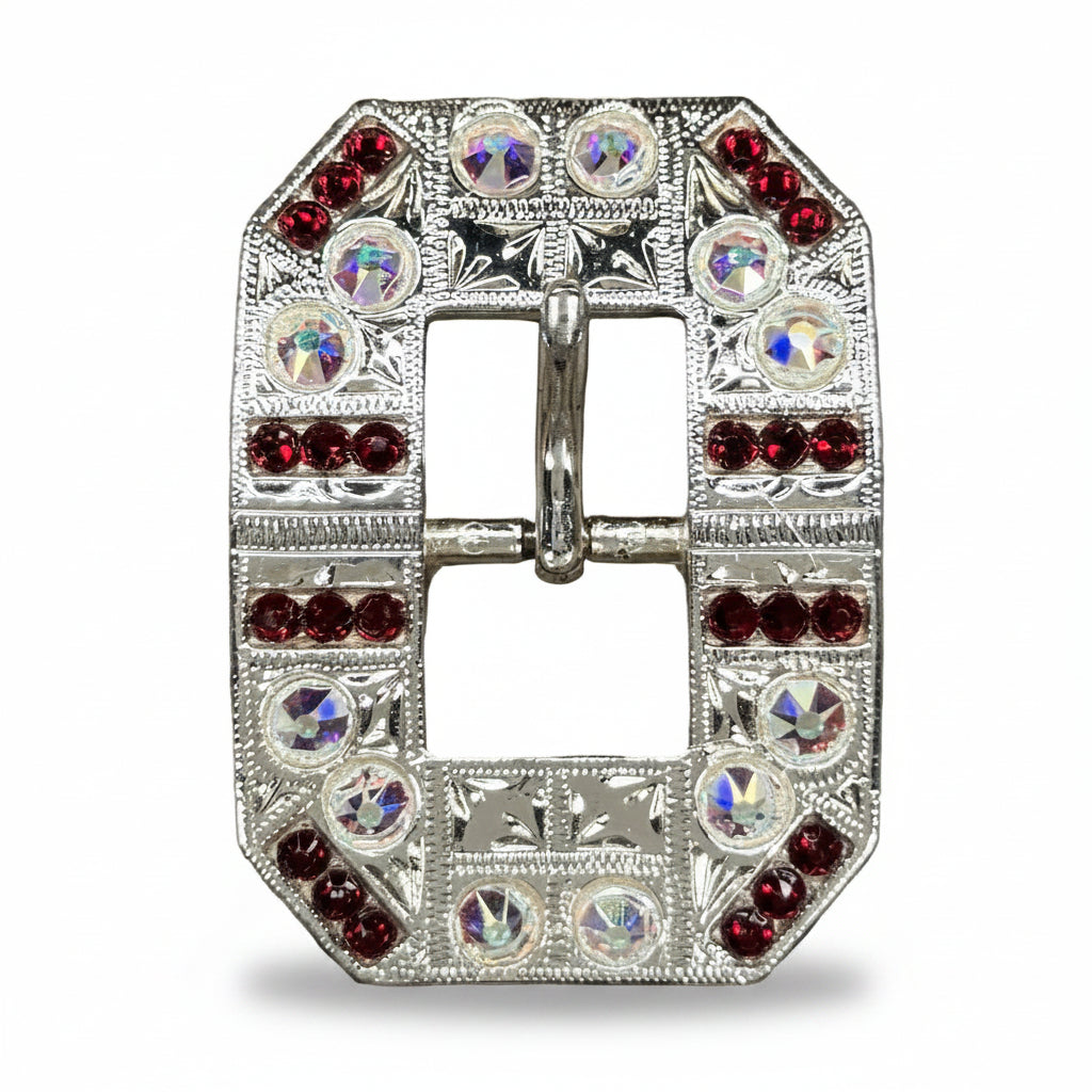 Bright Silver Ruby - AB Crystal Conchos | Sizes 1"- 3" | Buckles | Saddle Set | Leather Rosettes | Slide — view 7