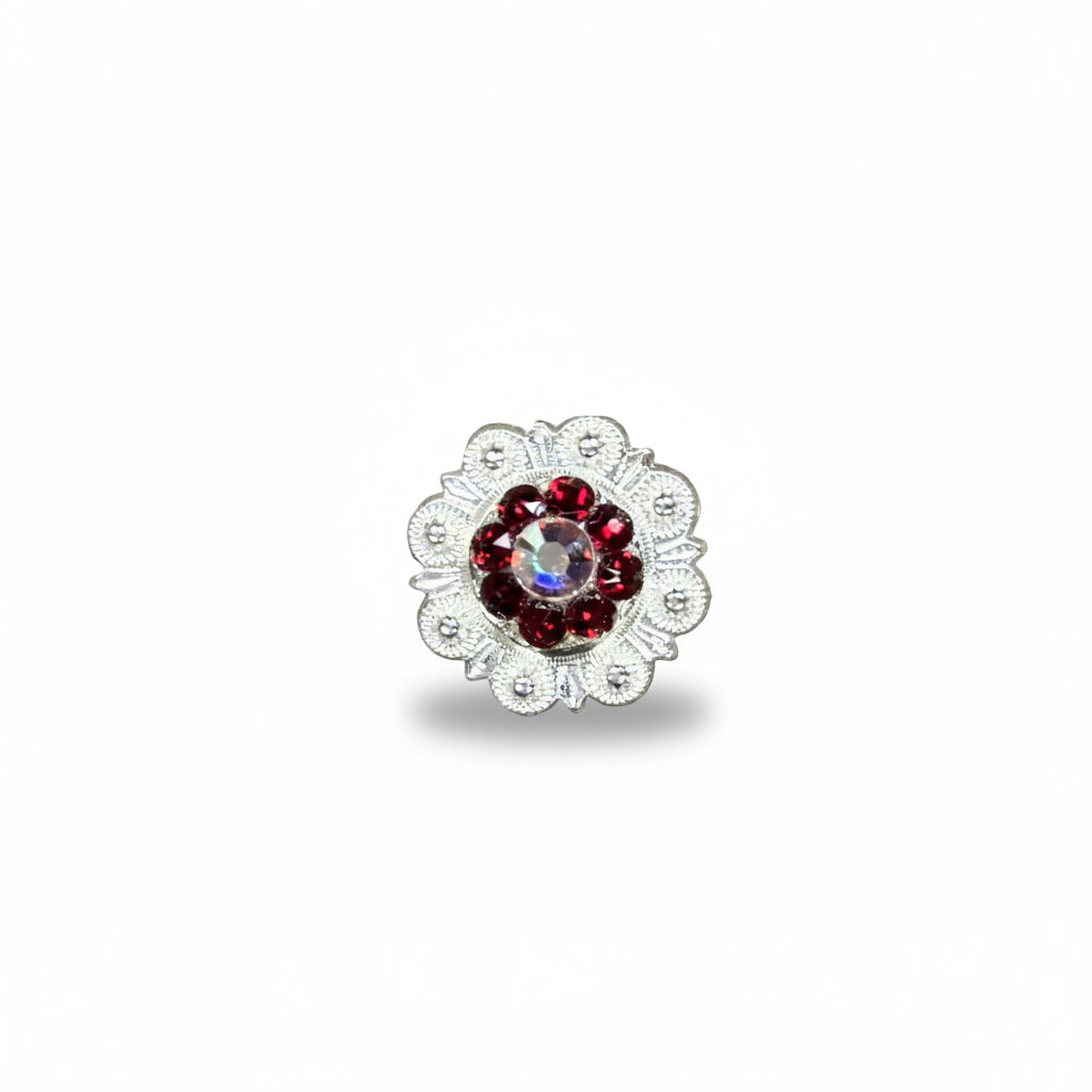 Bright Silver Ruby - AB Crystal Conchos | Sizes 1"- 3" | Buckles | Saddle Set | Leather Rosettes | Slide — view 3
