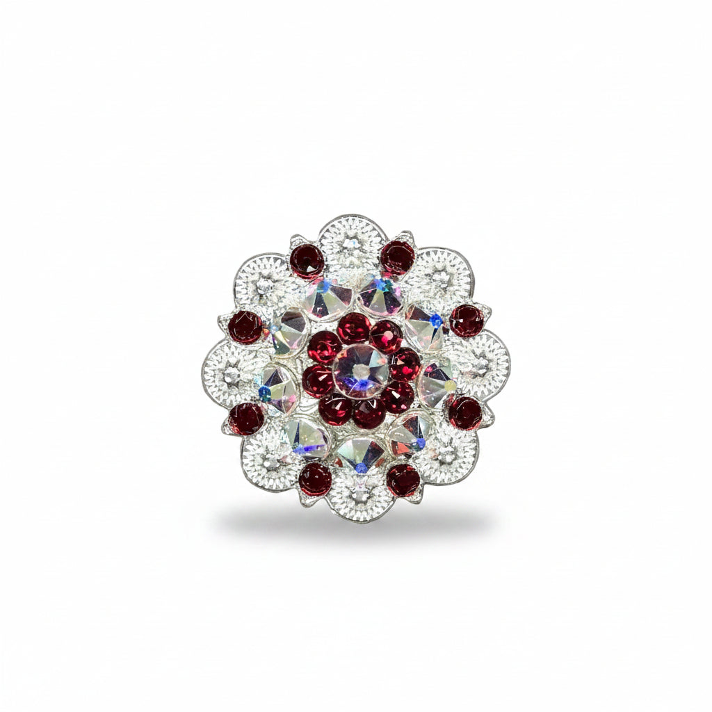 Bright Silver Ruby - AB Crystal Conchos | Sizes 1"- 3" | Buckles | Saddle Set | Leather Rosettes | Slide — view 2