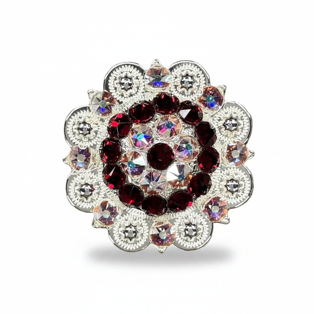 Bright Silver Ruby - AB Crystal Conchos | Sizes 1"- 3" | Buckles | Saddle Set | Leather Rosettes | Slide — view 4
