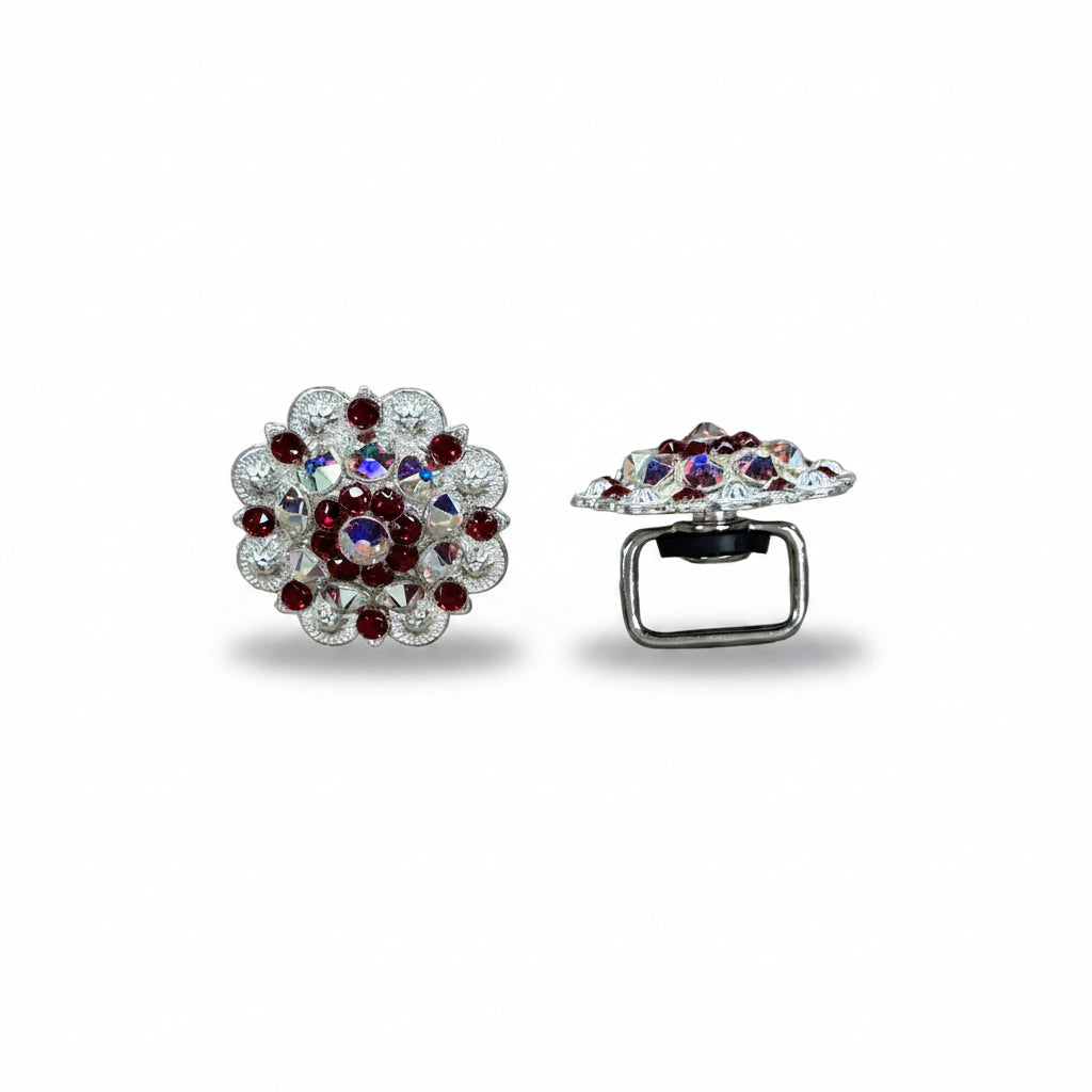 Bright Silver Ruby - AB Crystal Conchos | Sizes 1"- 3" | Buckles | Saddle Set | Leather Rosettes | Slide — view 11