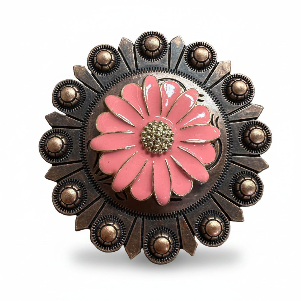 Pink Flower Western Concho W228 — view 4