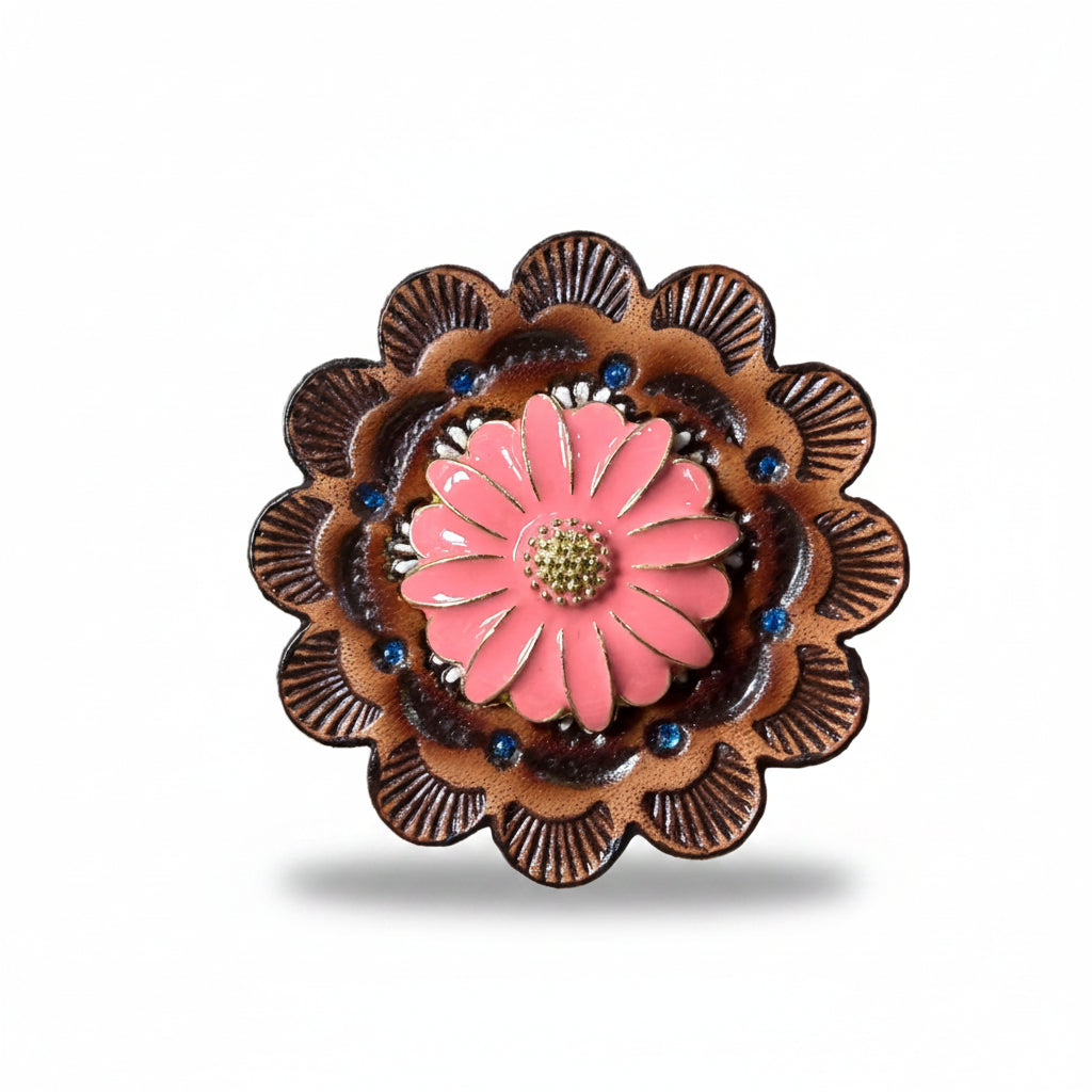 Pink Flower Western Concho W228 — view 7