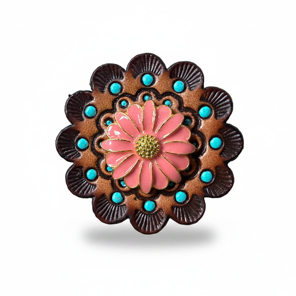 Pink Flower Western Concho W228 — view 8