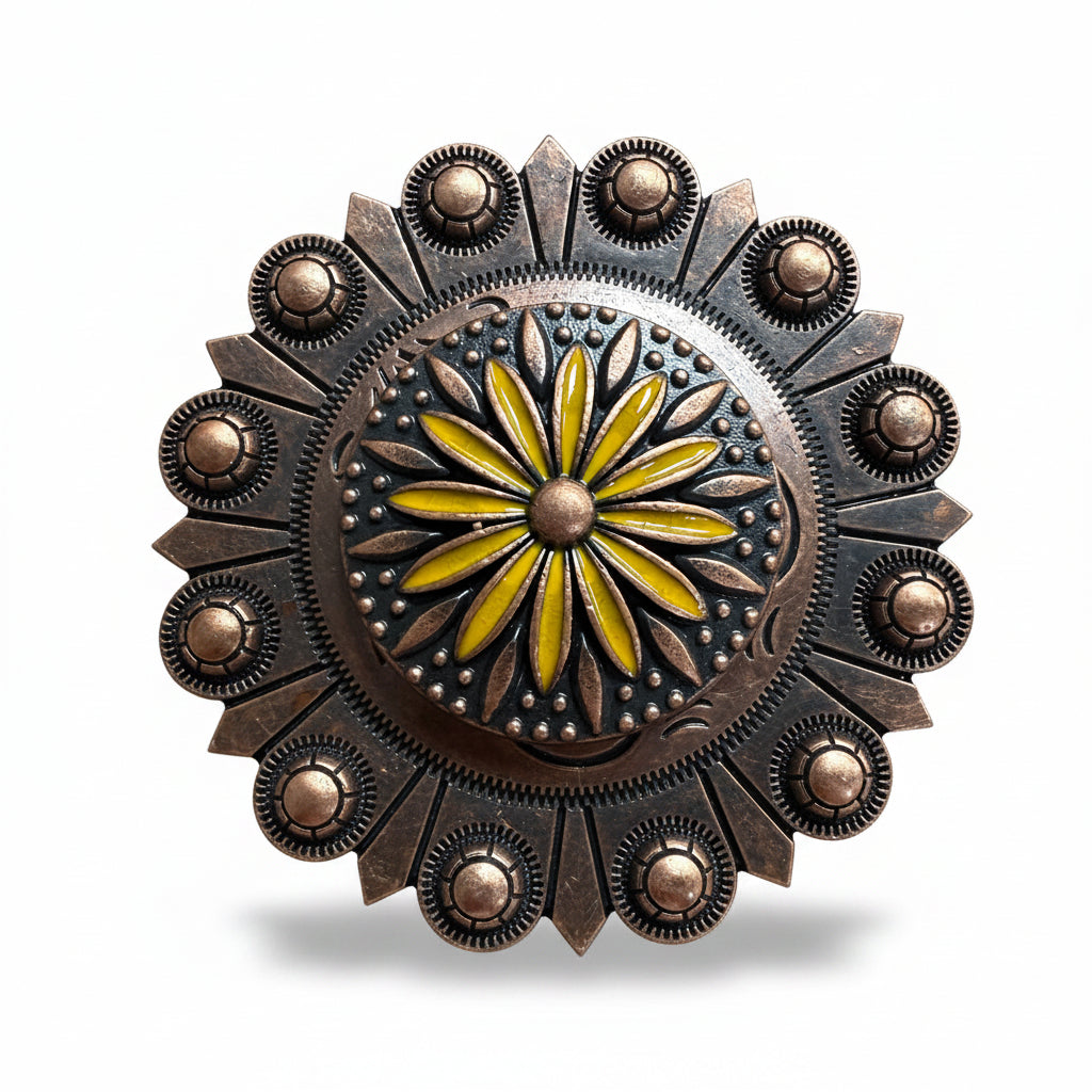Copper Yellow Daisy Western Concho W229 — view 4