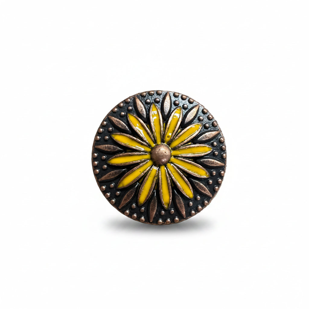 Copper Yellow Daisy Western Concho W229 — view 2