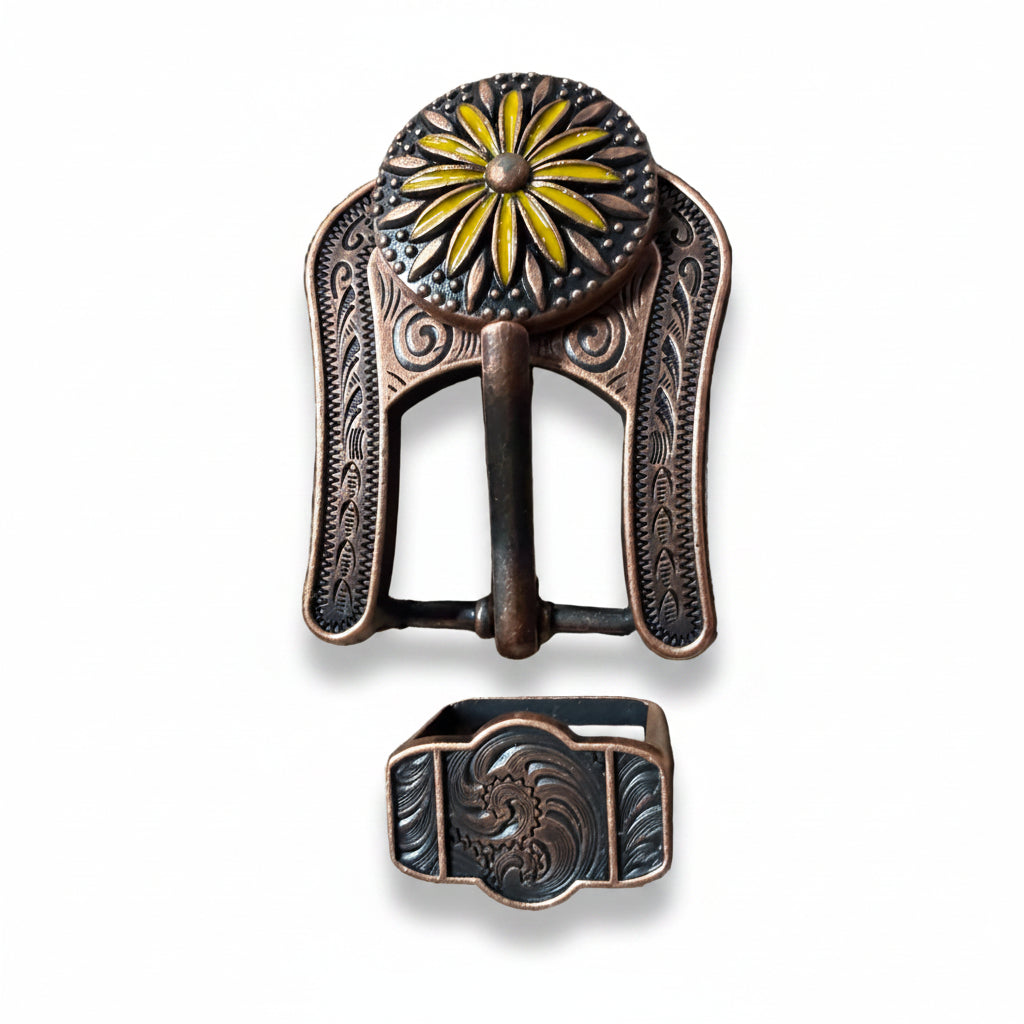 Copper Yellow Daisy Western Concho W229 — view 5