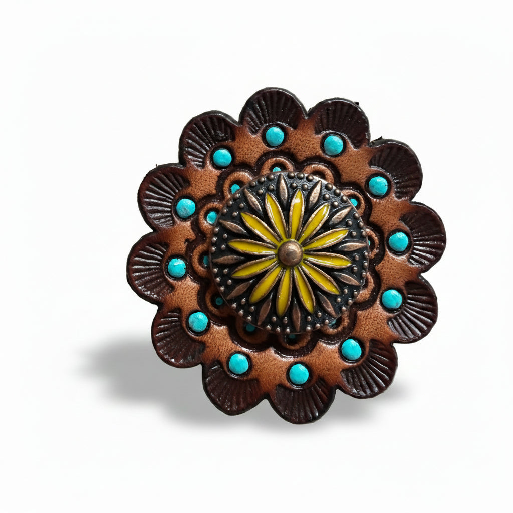 Copper Yellow Daisy Western Concho W229 — view 8