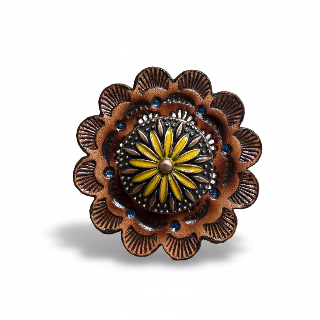 Copper Yellow Daisy Western Concho W229 — view 7