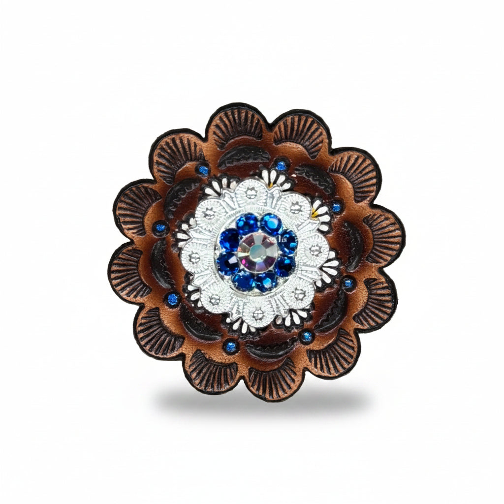 Bright Silver Capri - AB Crystal Conchos | Sizes 1"- 3" | Buckles | Saddle Set | Leather Rosettes | Slide — view 9