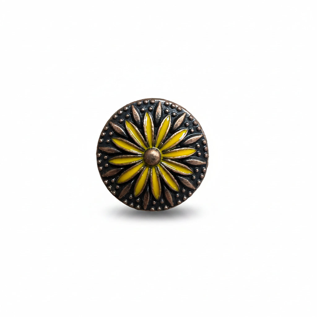 Copper Yellow Daisy Western Concho W229 — view 3