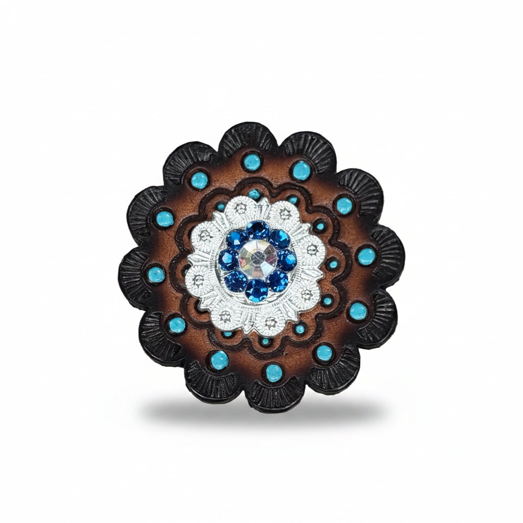 Bright Silver Capri - AB Crystal Conchos | Sizes 1"- 3" | Buckles | Saddle Set | Leather Rosettes | Slide — view 10