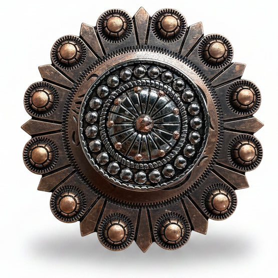 Antique Silver Flower and Dots Western Concho W230 — view 4