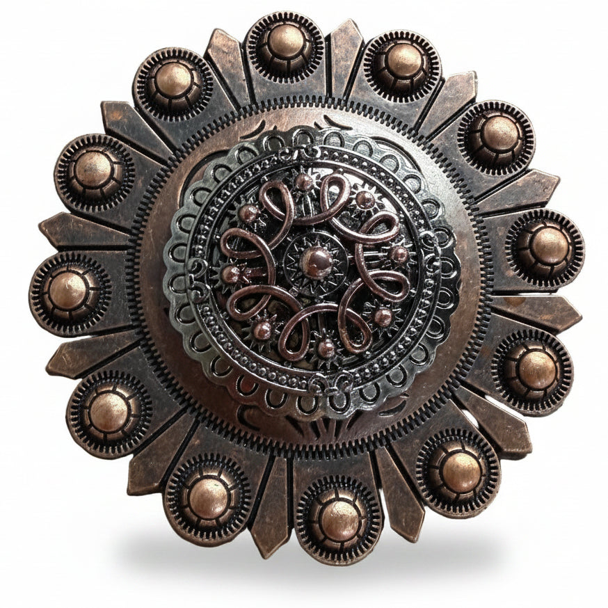 Antique Silver Flower and Loops Western Concho W235 — view 4