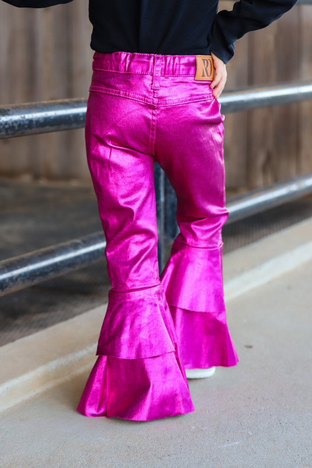 Fuchsia Metallic Ruffle Bells (infant & Toddler) — view 2