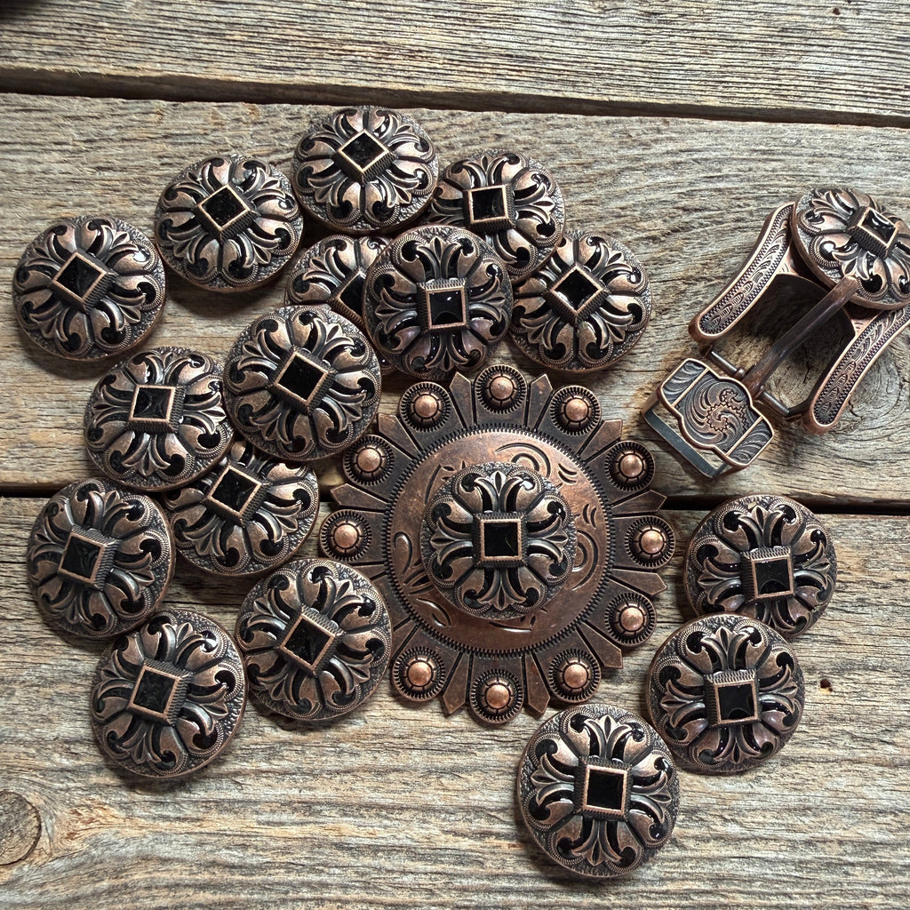 Copper Black Fleur De Lis Western Concho W241