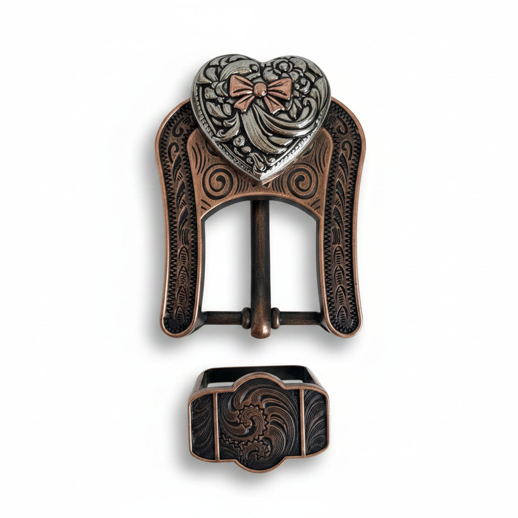 Antique Silver and Copper Heart Concho W263 — view 6