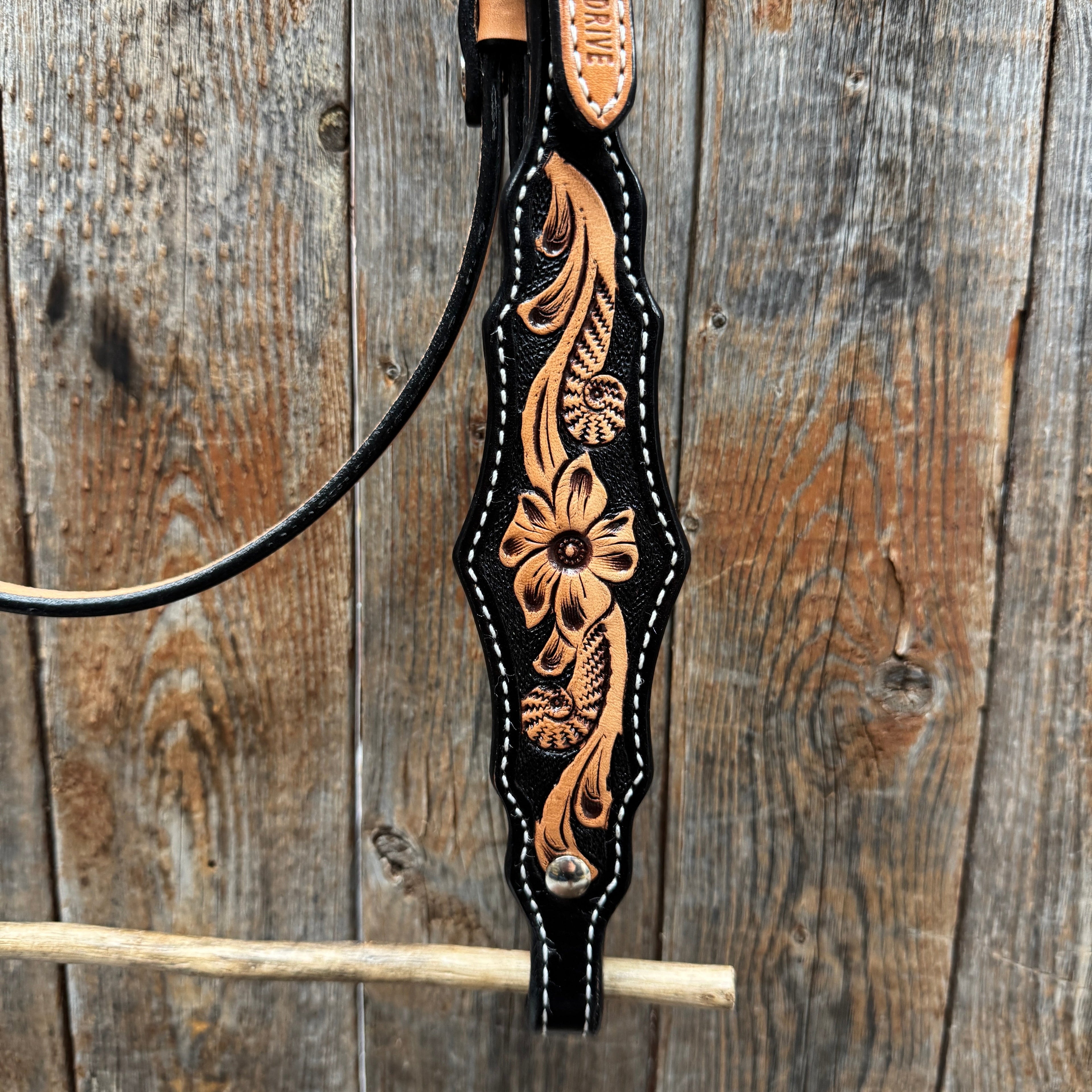 Two Tone Floral Browband Headstall / Bridle #24384 — view 3