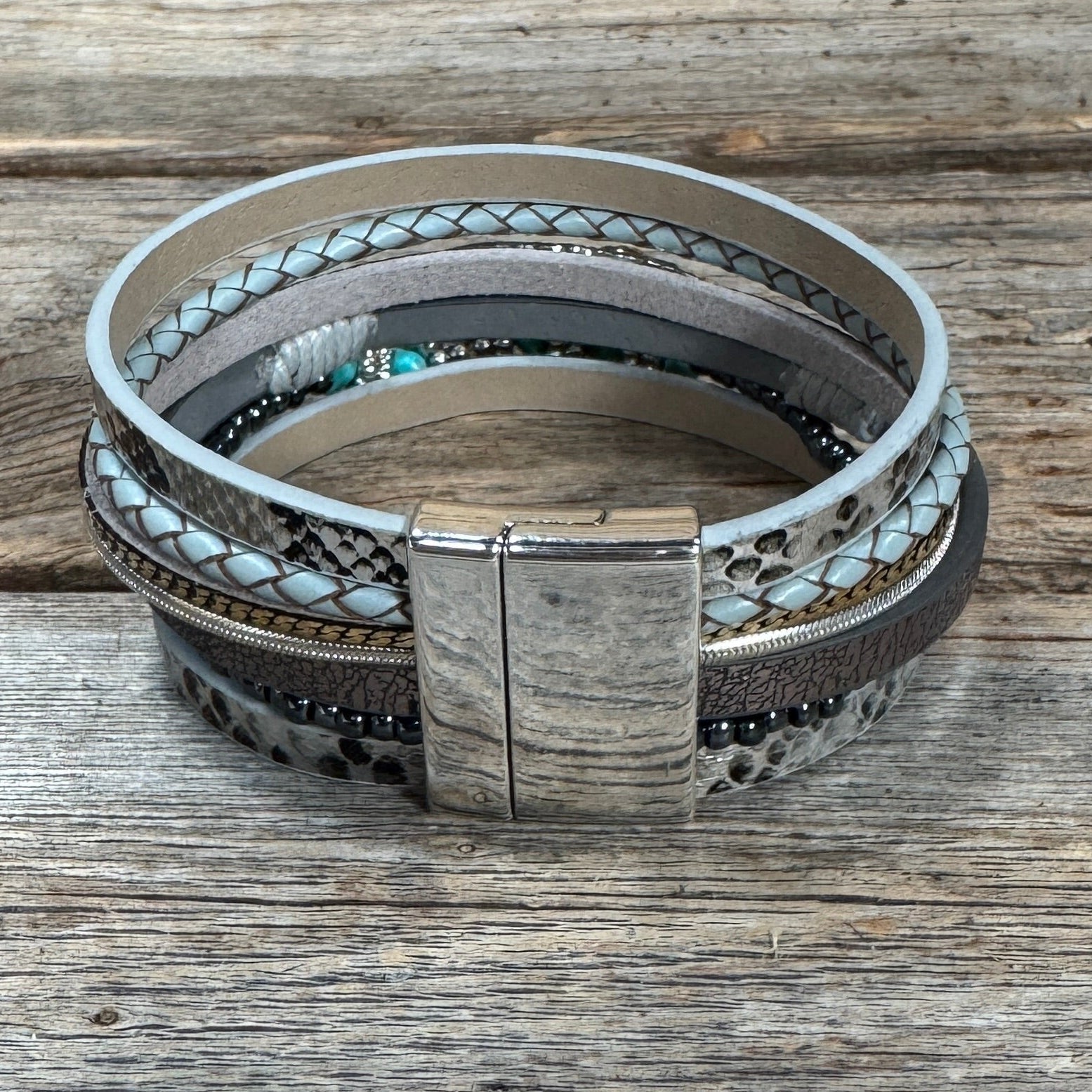 Silver Boho Multi Strand Wrap Bracelet