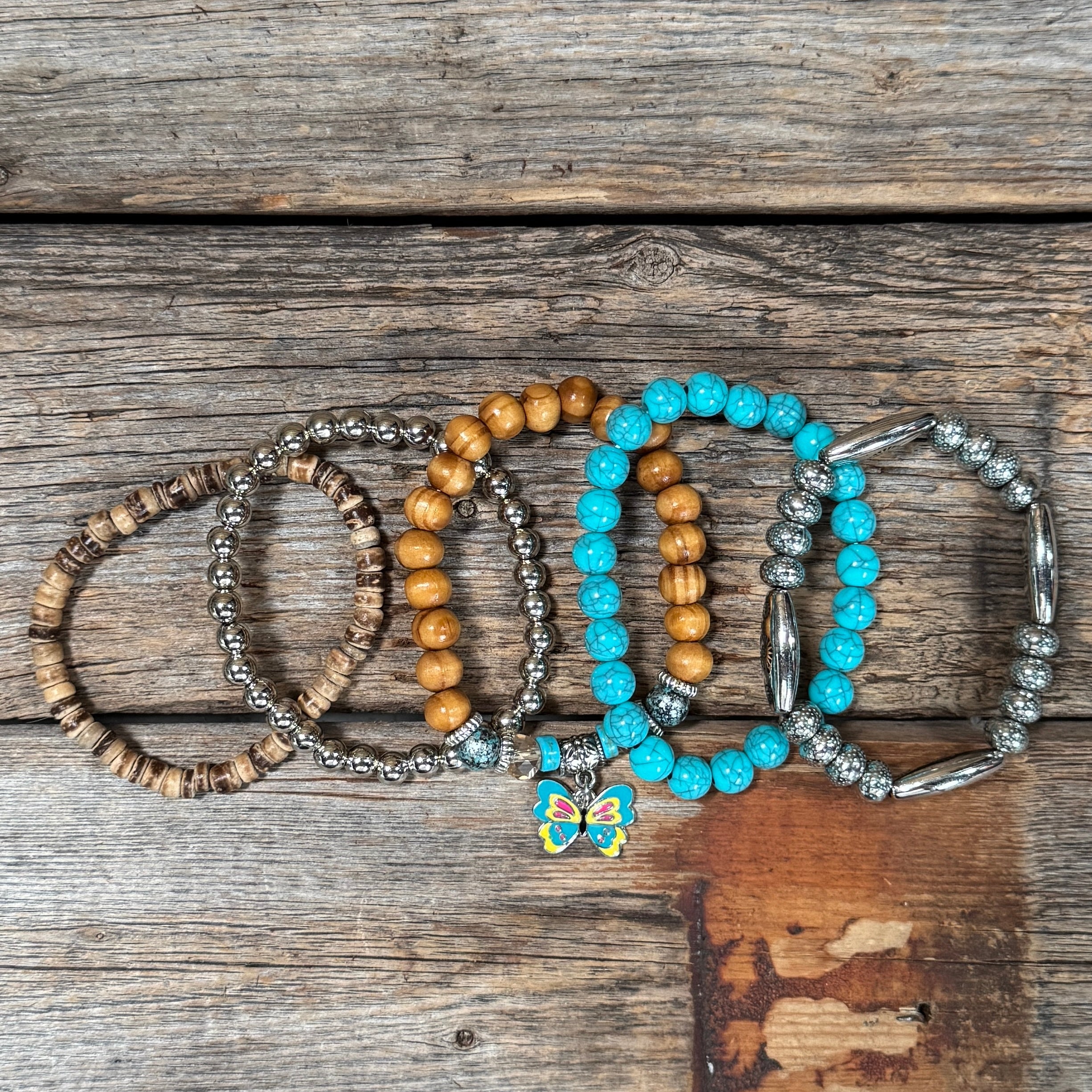 Butterfly and Fashion Turquoise Bracelet Stack