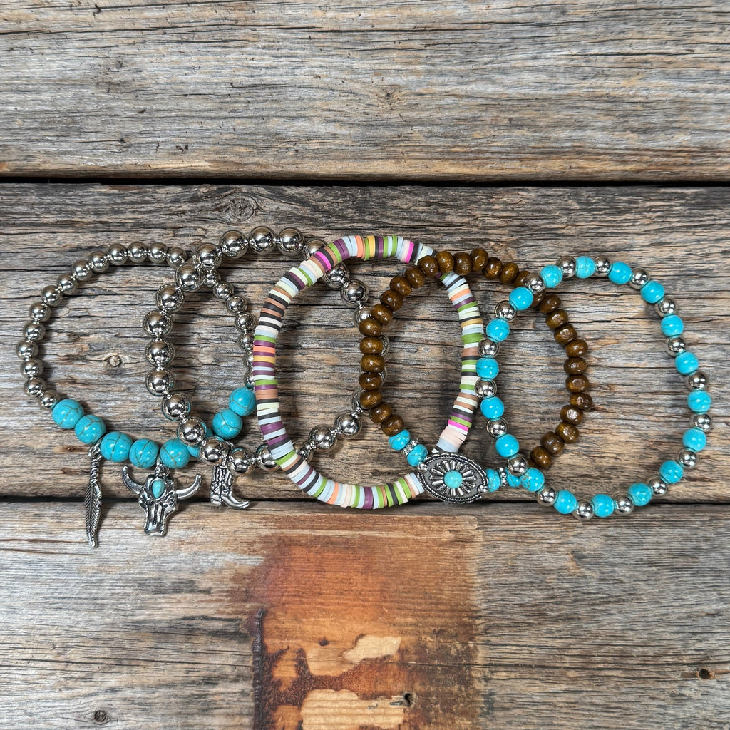 Cowgirl Charm Fashion Turquoise Bracelet Stack