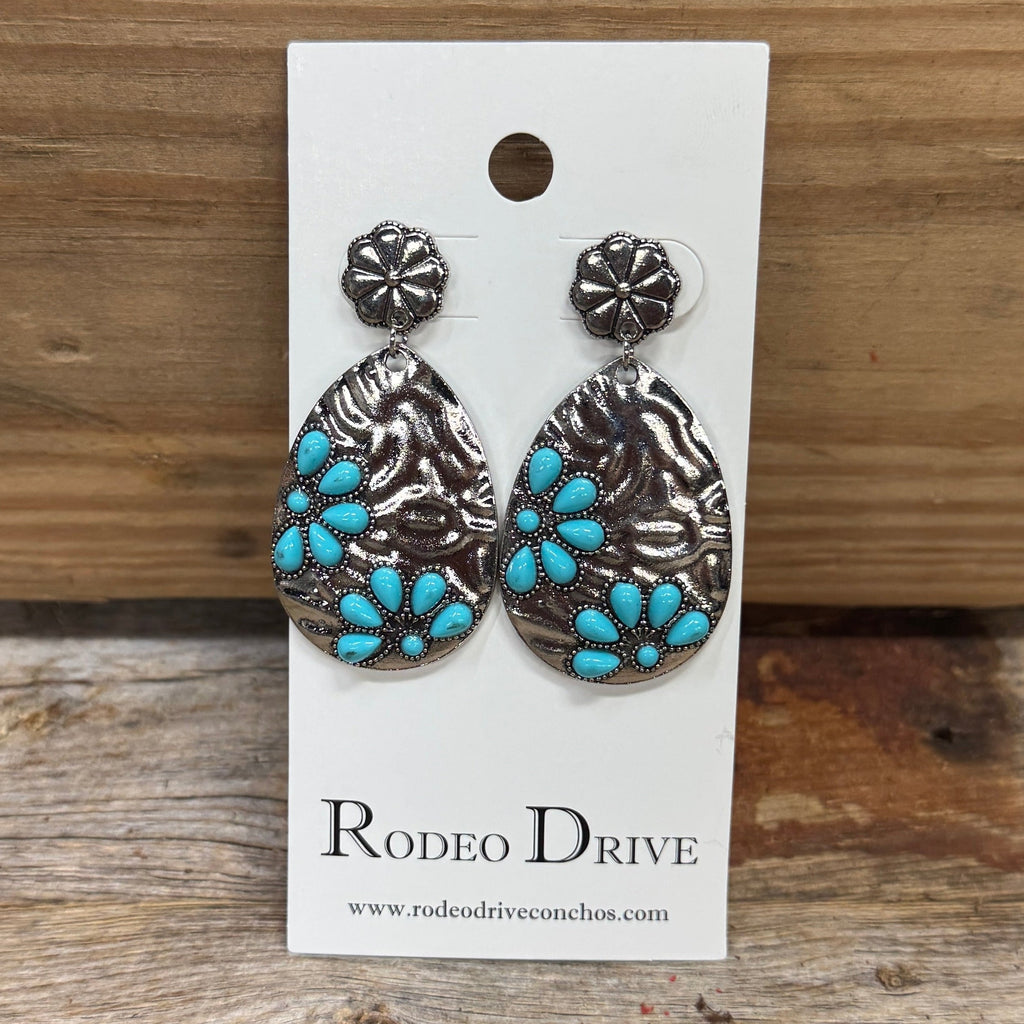 Fashion Turquoise Cluster Teardrop Earrings