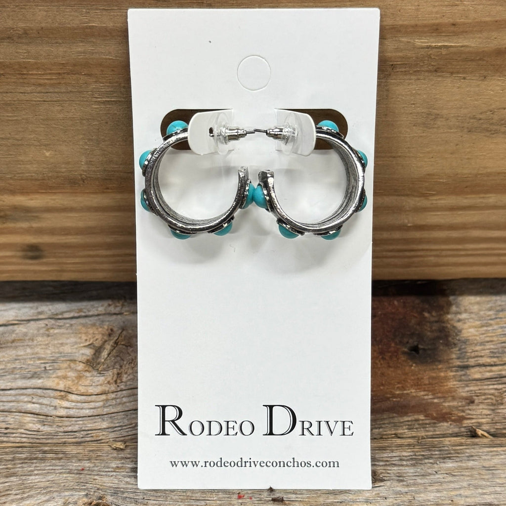 Fashion Turquoise Open Hoop Earrings