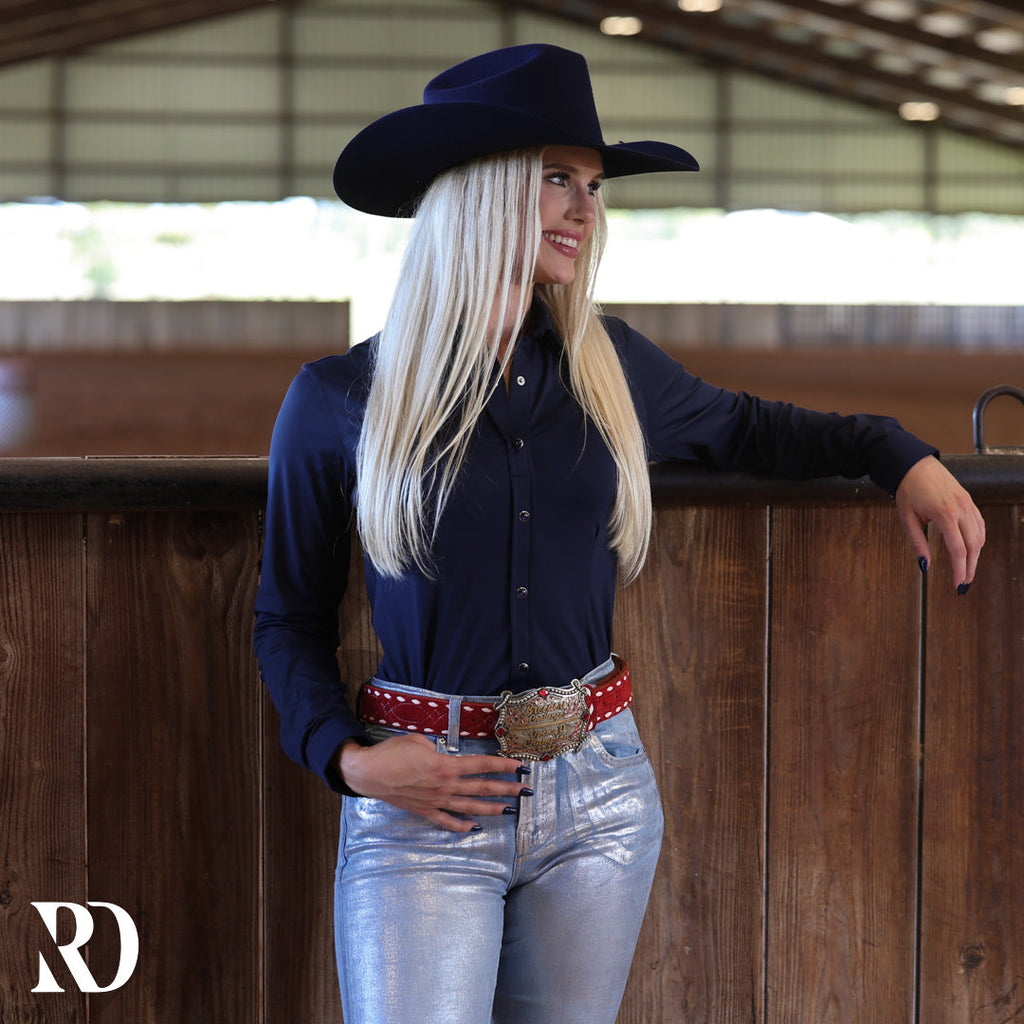 Navy Blue Performance Rodeo Shirt — view 2