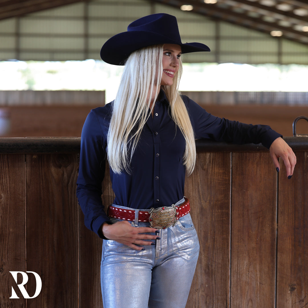 Navy Blue Performance Rodeo Shirt — view 2