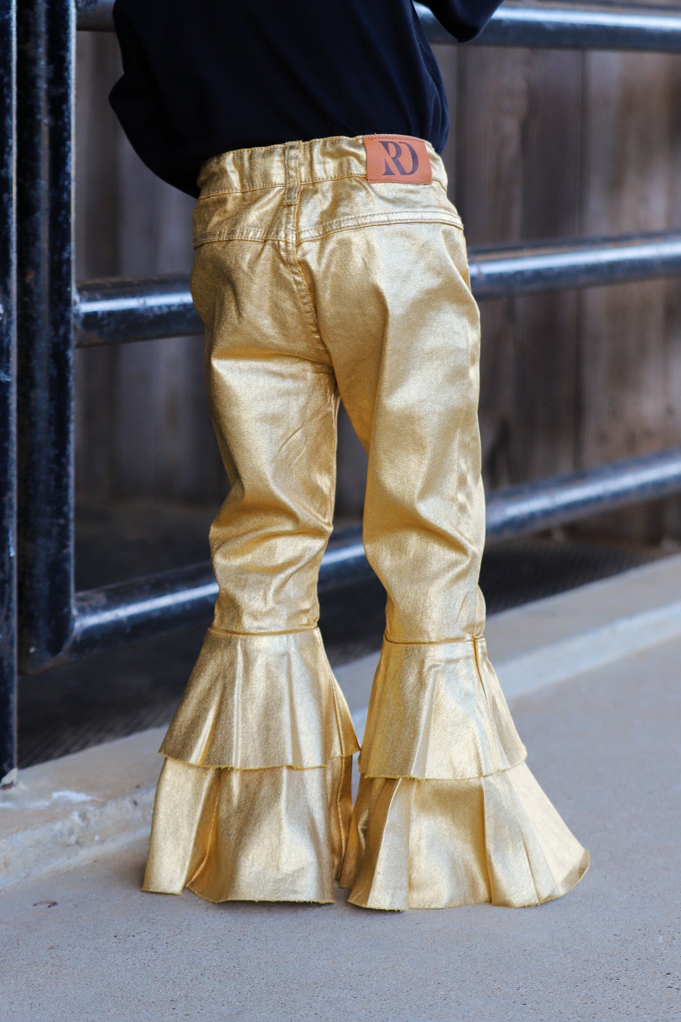 Gold Metallic Ruffle Bells (infant & Toddler) — view 2