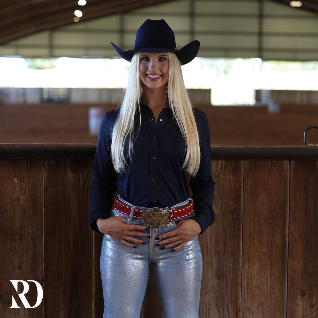 Navy Blue Performance Rodeo Shirt