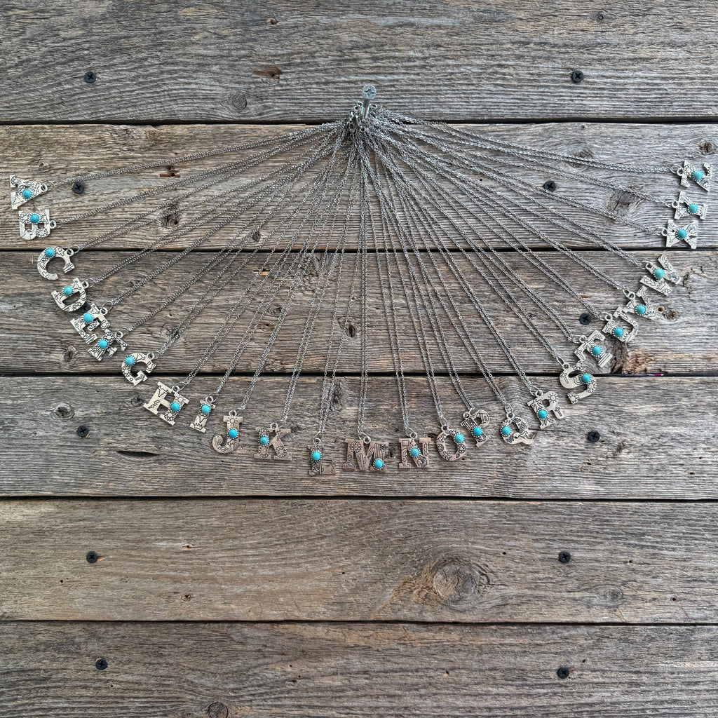 Fashion Turquoise Alphabet Pendant Necklace