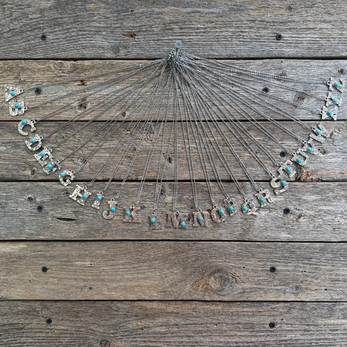 Fashion Turquoise Alphabet Pendant Necklace