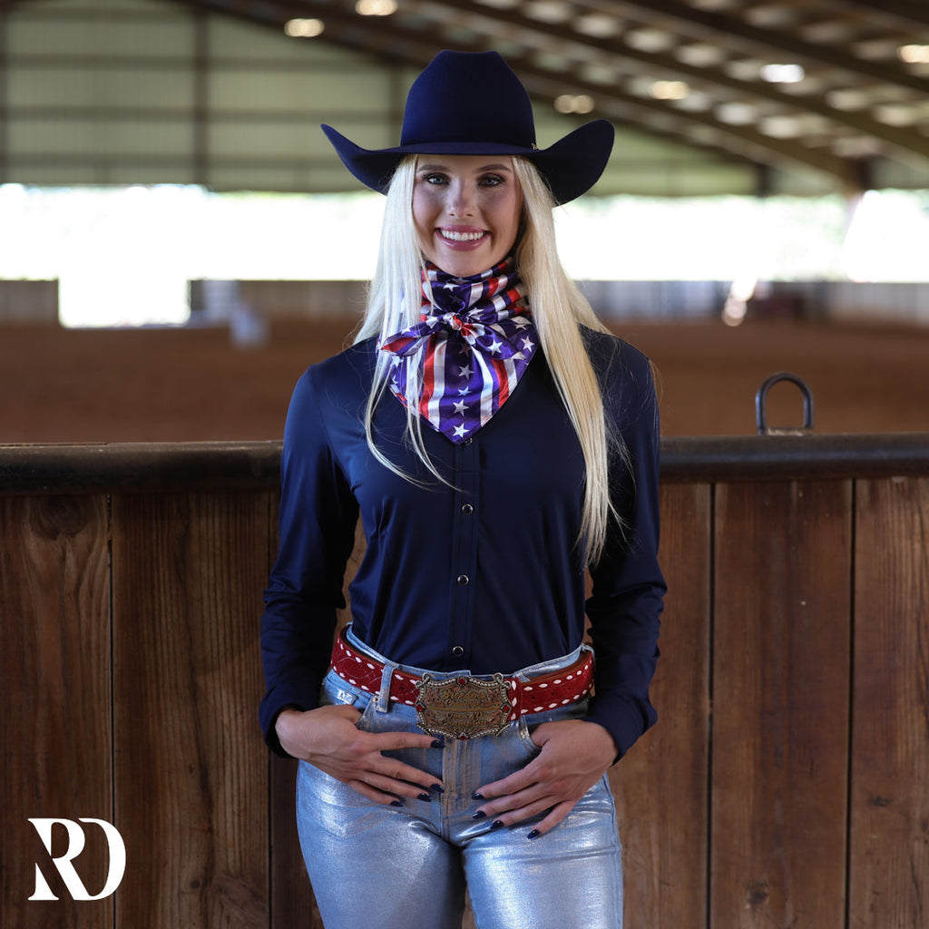 Navy Blue Performance Rodeo Shirt — view 3