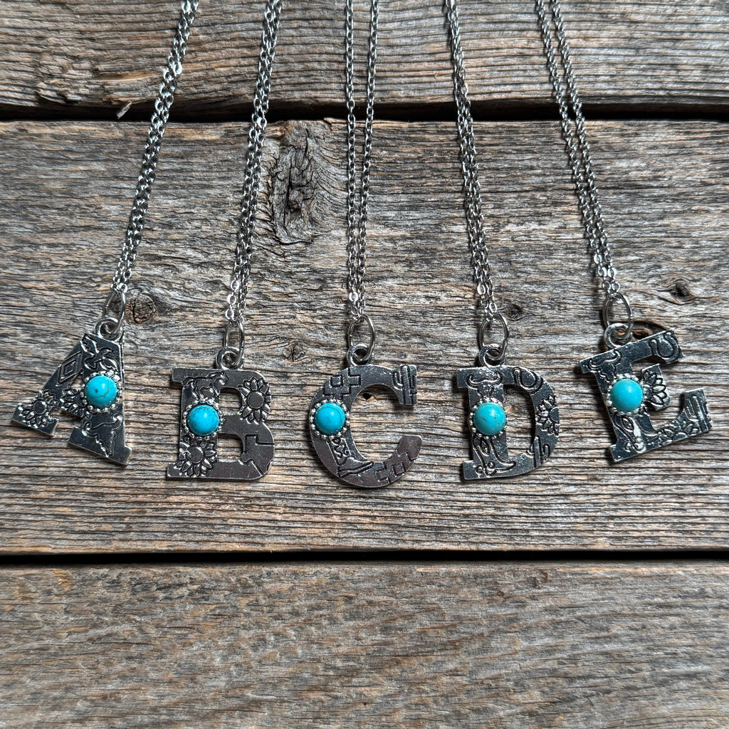 Fashion Turquoise Alphabet Pendant Necklace