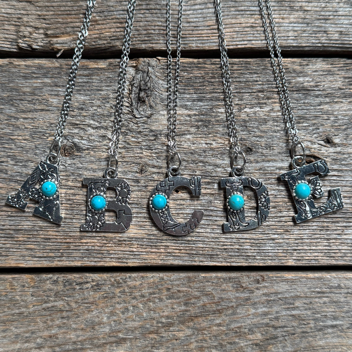 Fashion Turquoise Alphabet Pendant Necklace