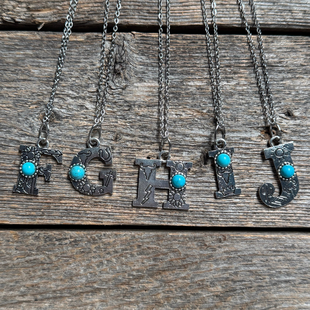 Fashion Turquoise Alphabet Pendant Necklace