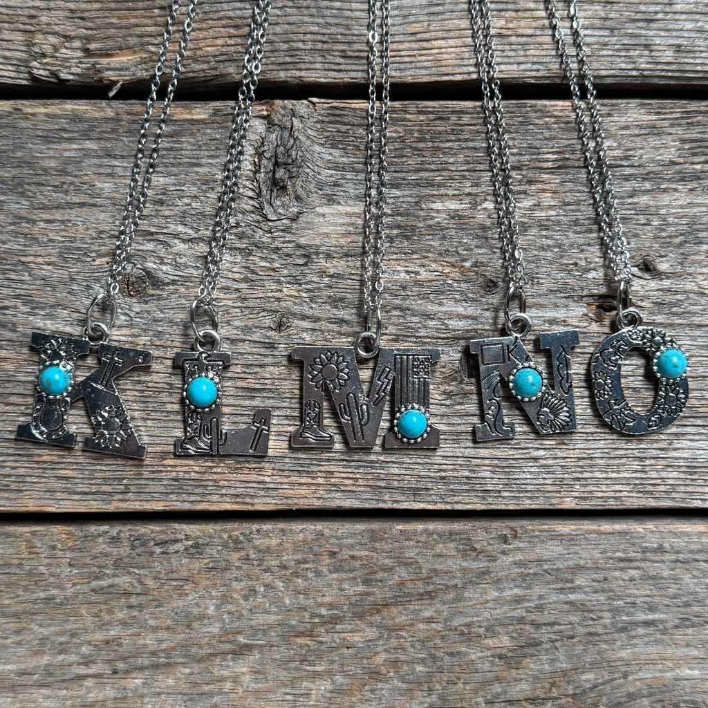 Fashion Turquoise Alphabet Pendant Necklace