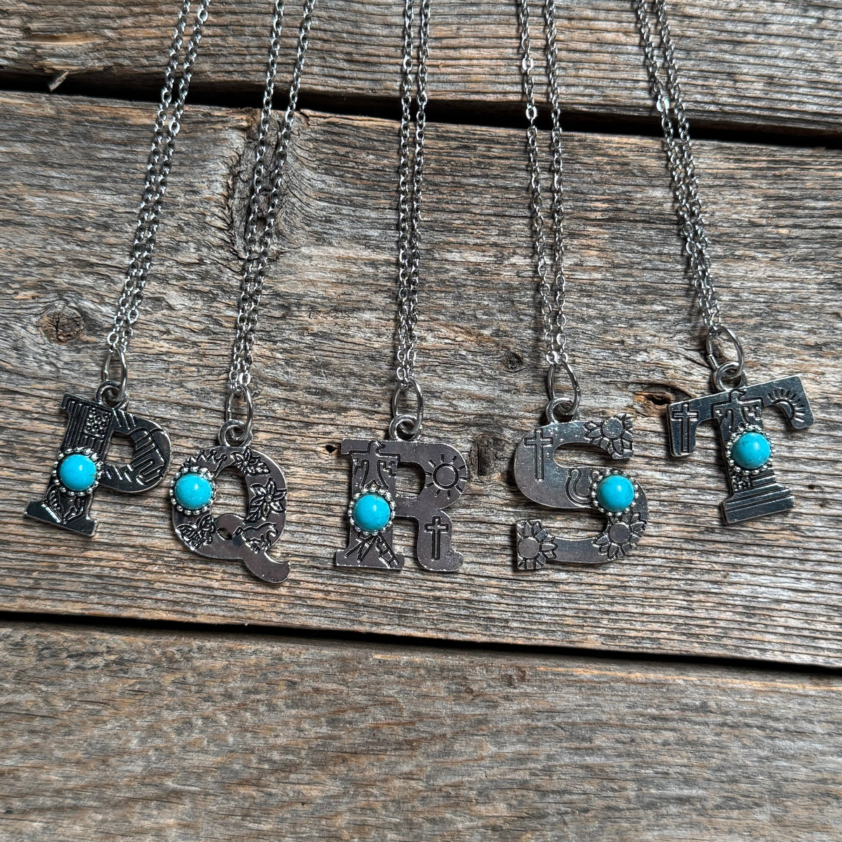 Fashion Turquoise Alphabet Pendant Necklace