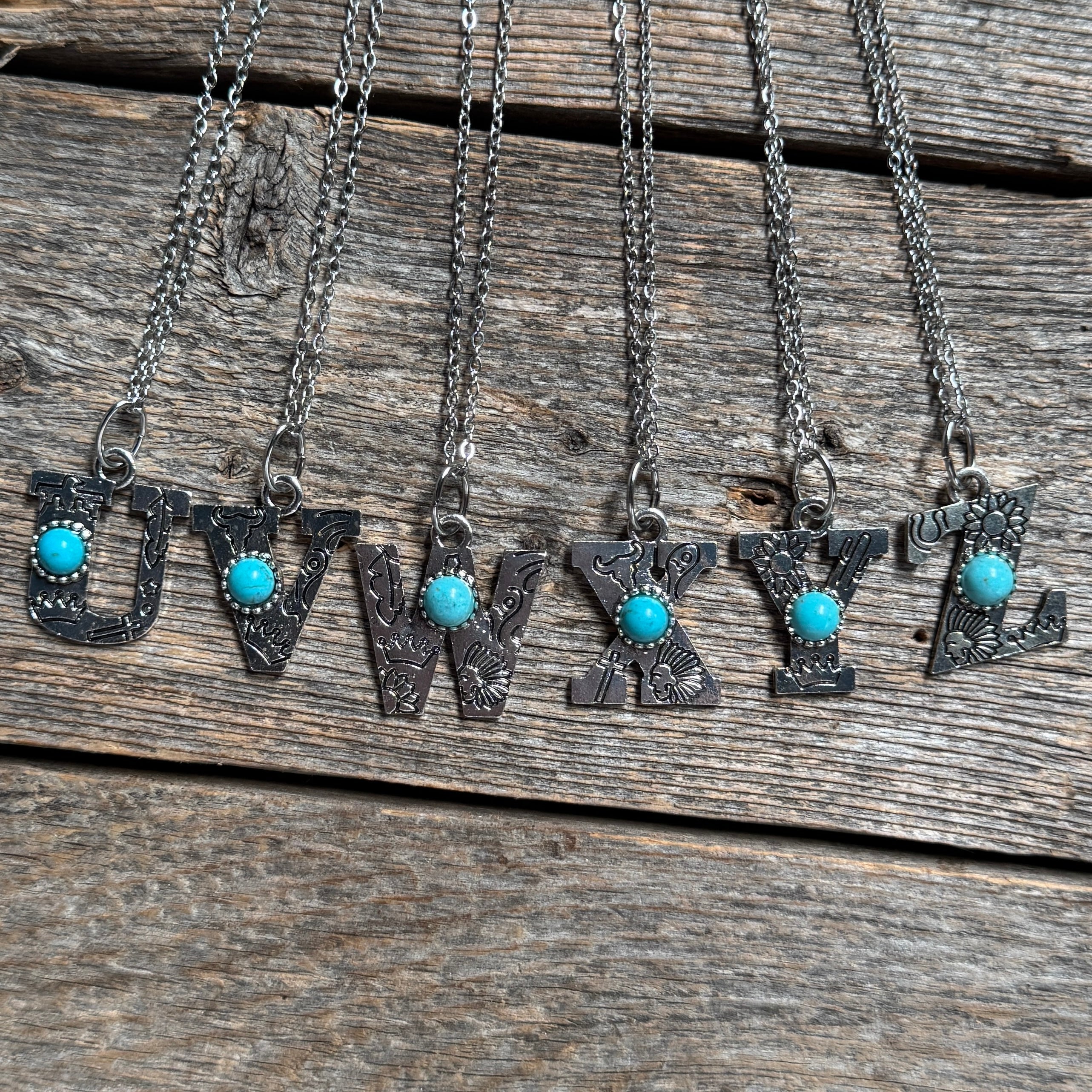 Fashion Turquoise Alphabet Pendant Necklace