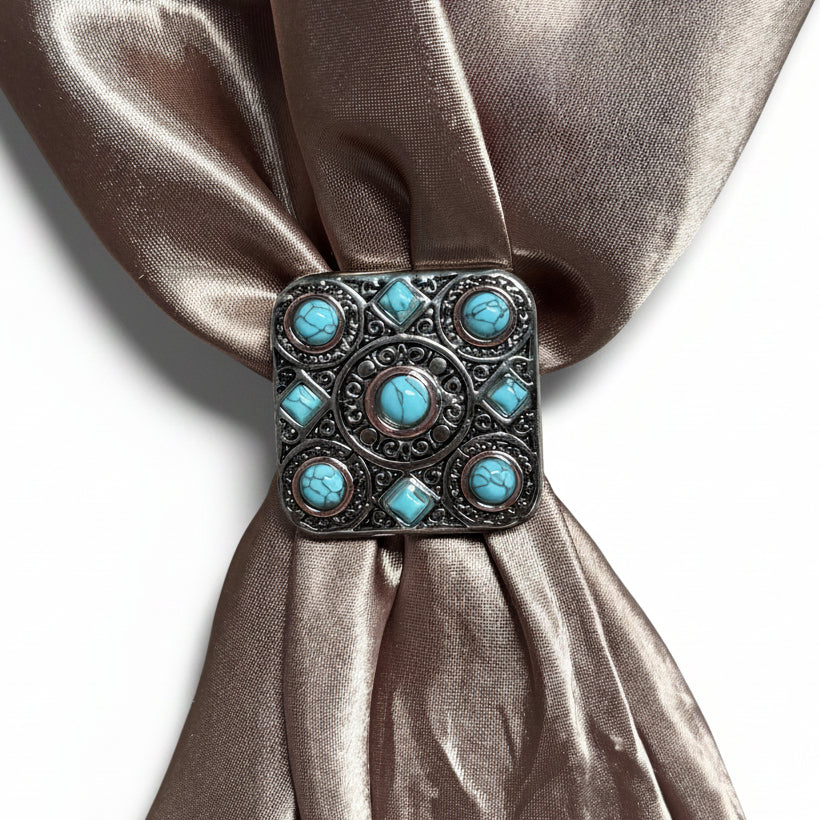Antique Silver and Copper Square Turquoise Western Conchos W243 — view 11