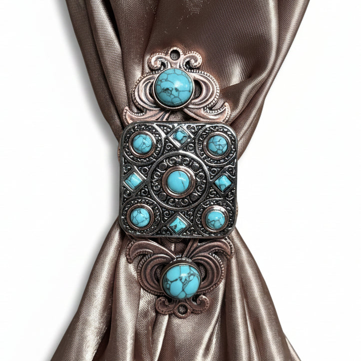 Antique Silver and Copper Square Turquoise Western Conchos W243 — view 12